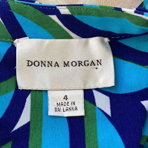 Donna Morgan Collared Shirt Dress Geometric Women’s 4 Tie Waist - Picture 9 of 10